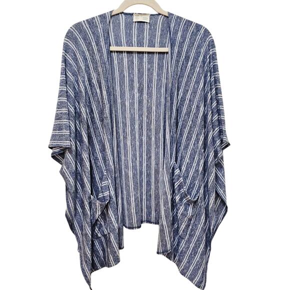 Anthropologie Soft Saturday/Sunday Barlia Blue Striped Boho Kimono w Pockets - Picture 1 of 12